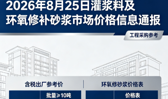商水2026年8月25日灌浆料及环氧修补砂浆市场价格信息通报